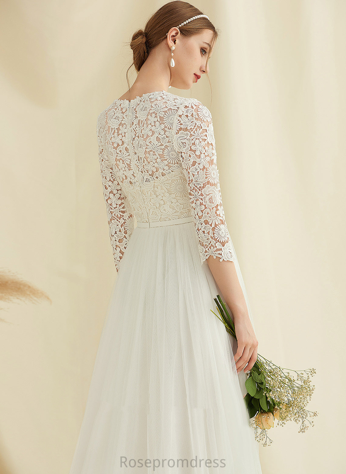 Maia Sweep Wedding Wedding Dresses A-Line Dress Train Lace Tulle