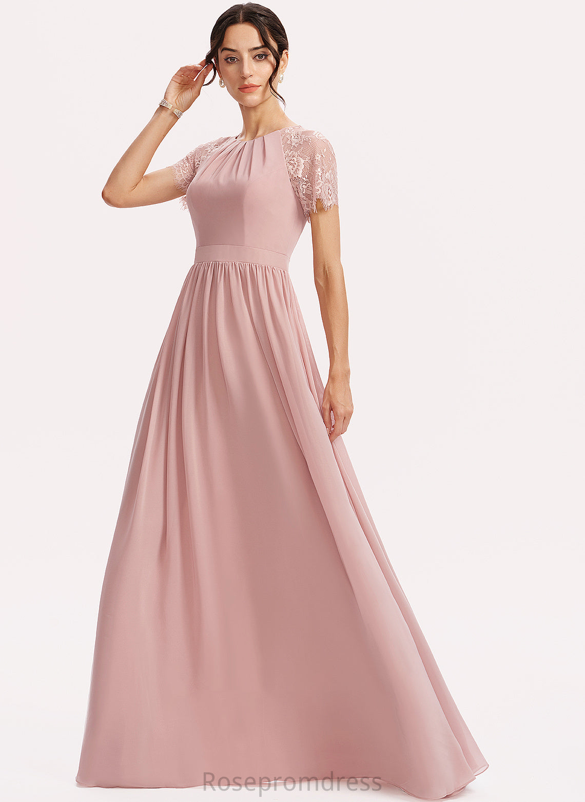 A-Line Embellishment Straps Fabric Lace Floor-Length Length Silhouette Camryn Sleeveless A-Line/Princess Floor Length Bridesmaid Dresses