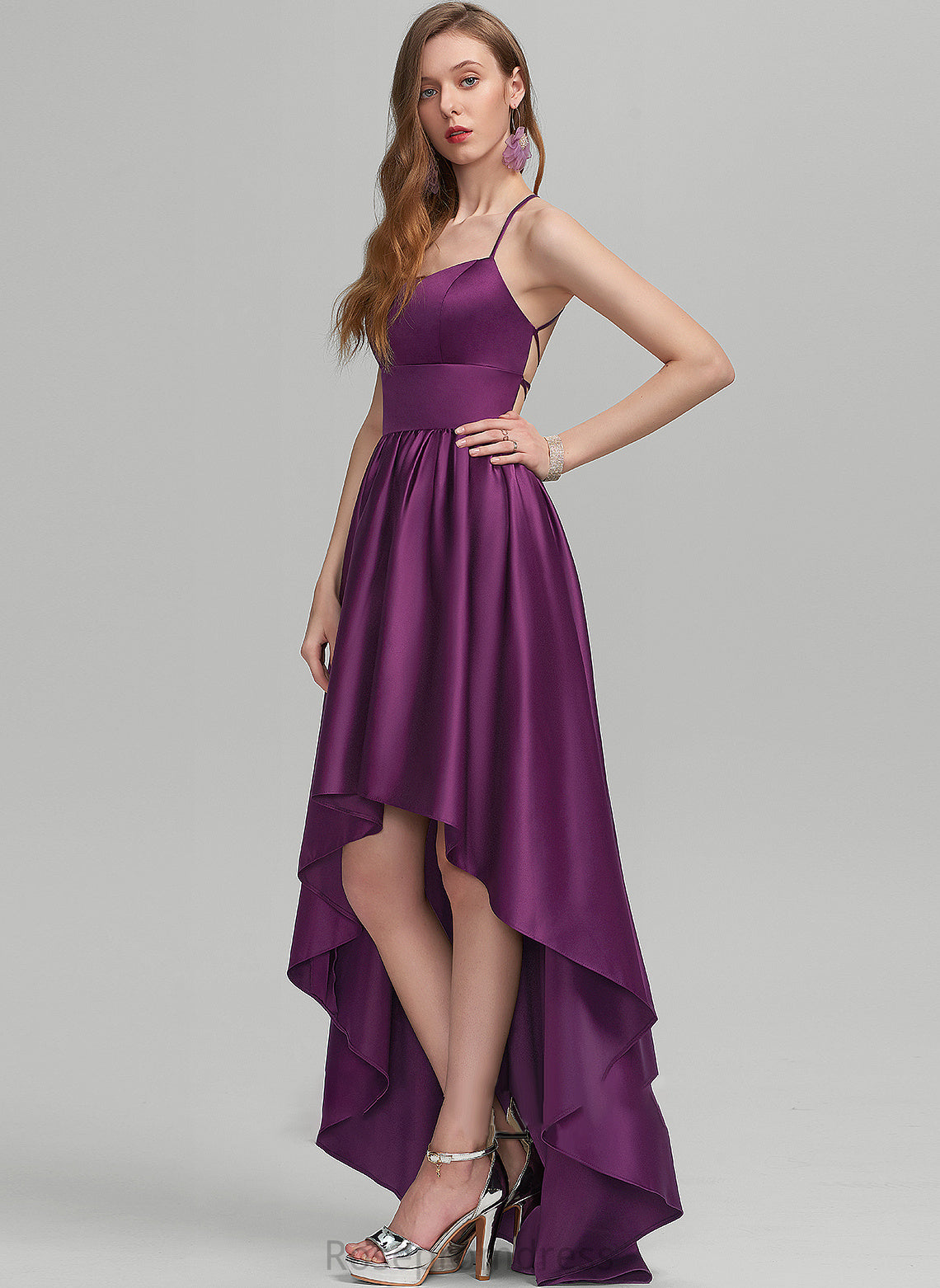 Satin Ball-Gown/Princess Square Prom Dresses Neckline Asymmetrical Heaven