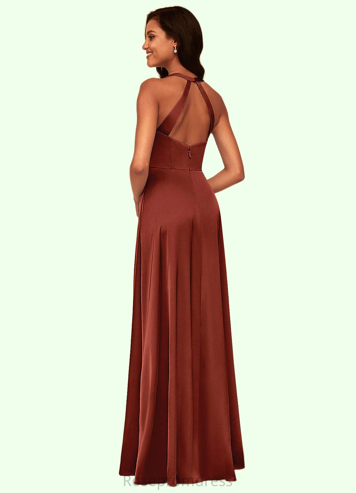 Jazmine A-Line Stretch Satin Floor-Length Dress SRSP0019649