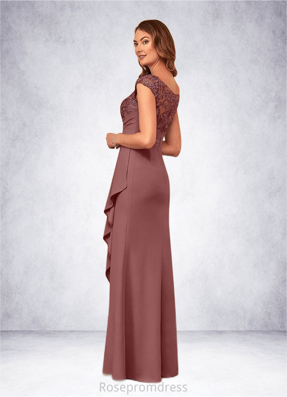 Jacquelyn Mermaid Lace Stretch Crepe Floor-Length Dress SRSP0019898