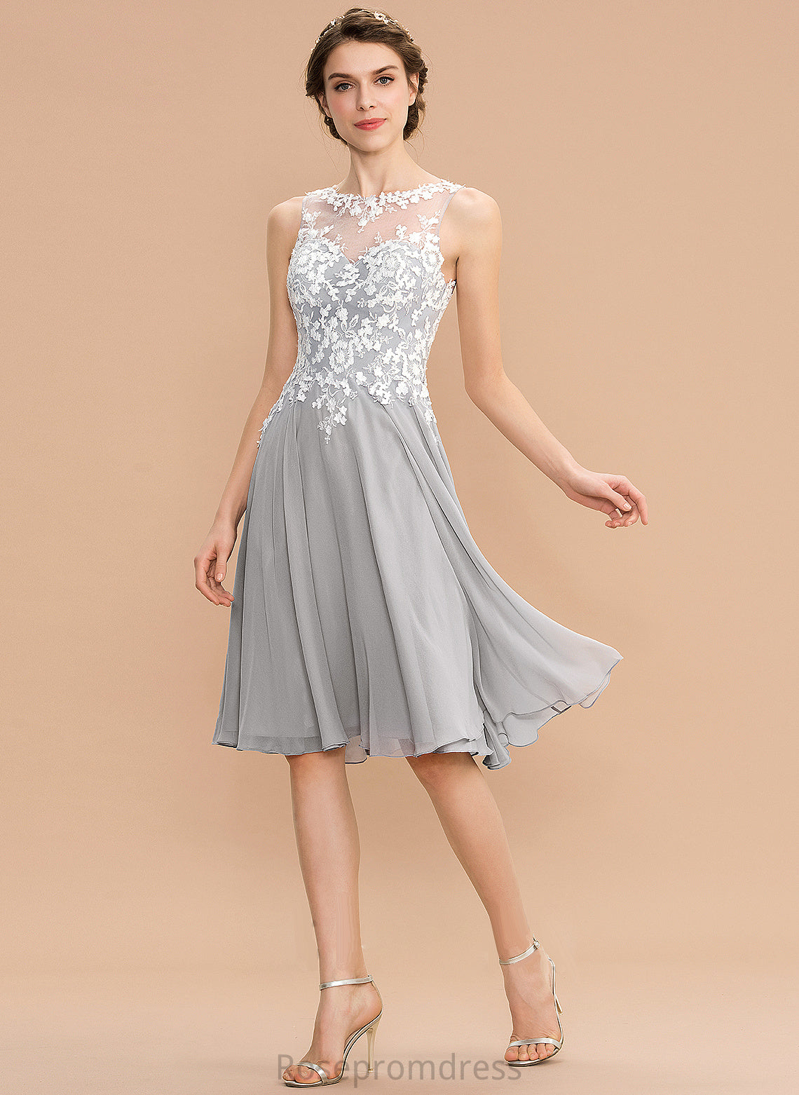 Silhouette Length Fabric Knee-Length A-Line Neckline Lace Straps ScoopNeck Daniella Bridesmaid Dresses