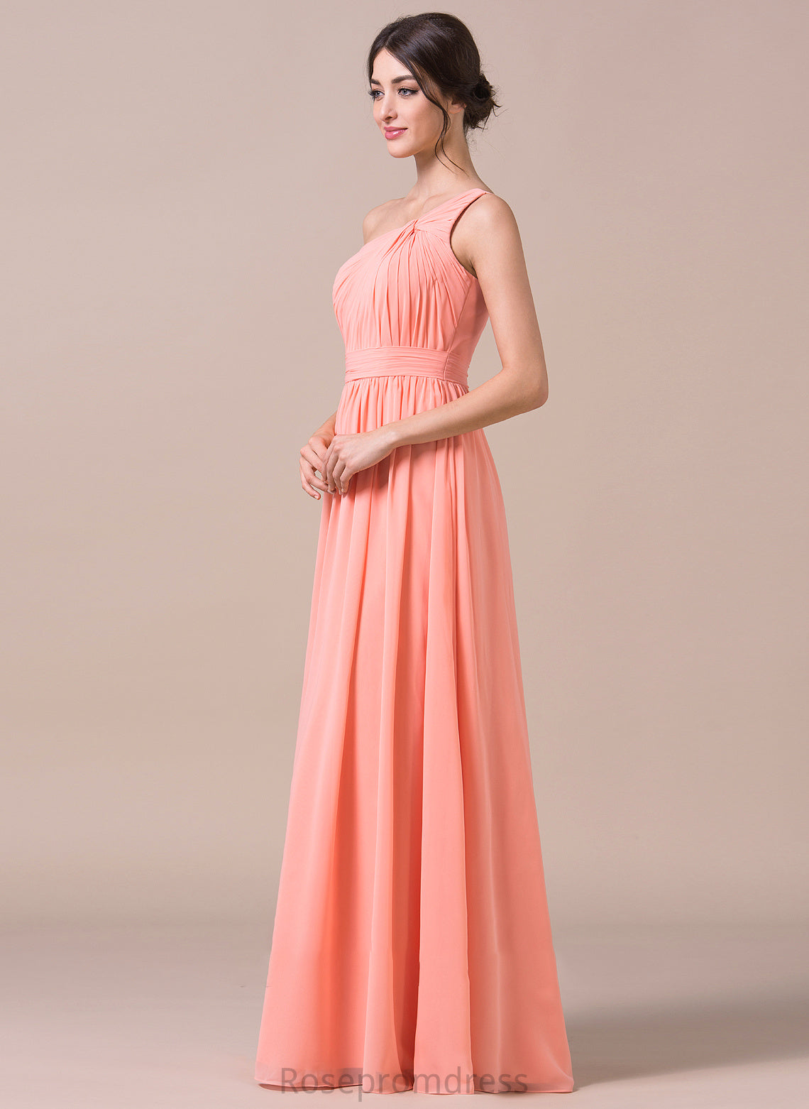 Neckline One-Shoulder Ruffle Length Fabric A-Line Silhouette Floor-Length Embellishment Destiny Natural Waist Floor Length Bridesmaid Dresses