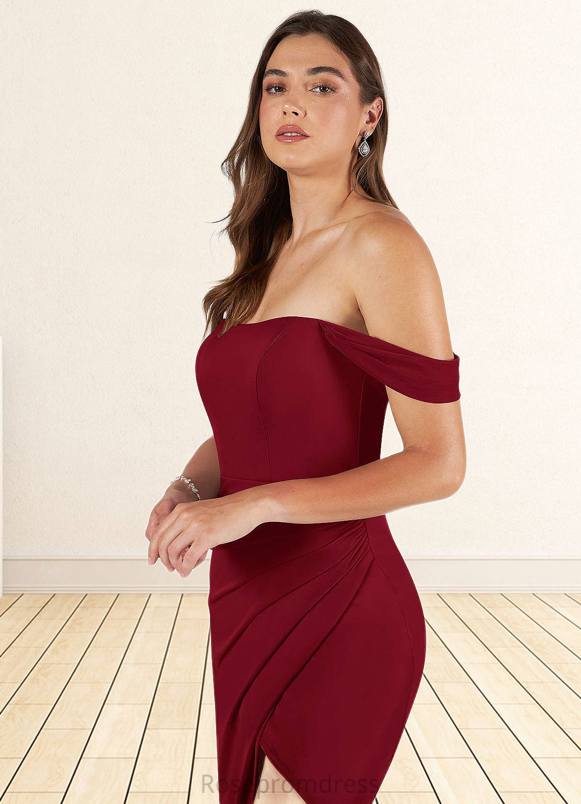 Raquel Mermaid Off the Shoulder Mesh Floor-Length Dress SRSP0019650