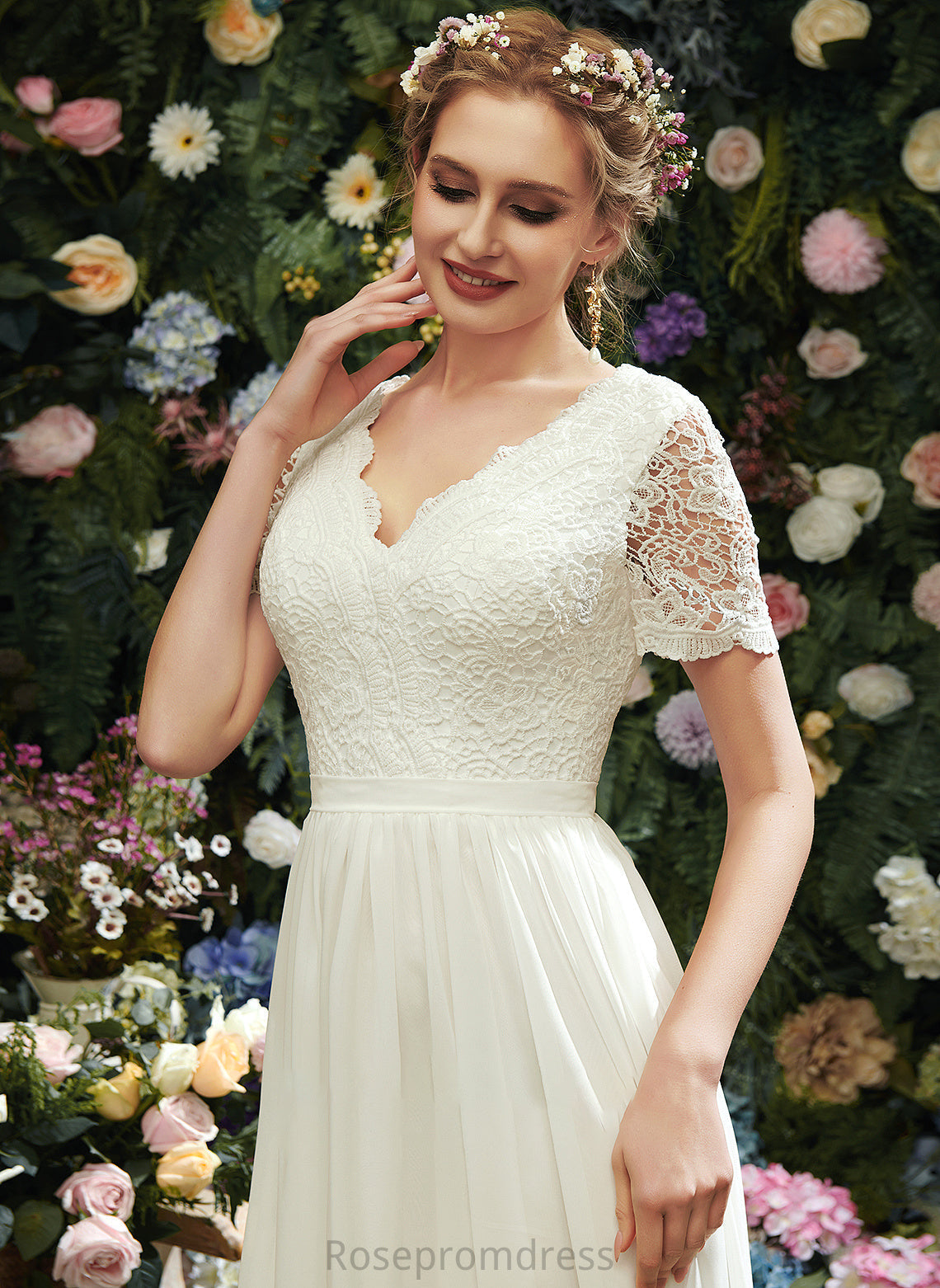 Asymmetrical Lace With Wedding Dresses V-neck Jacqueline Dress A-Line Wedding