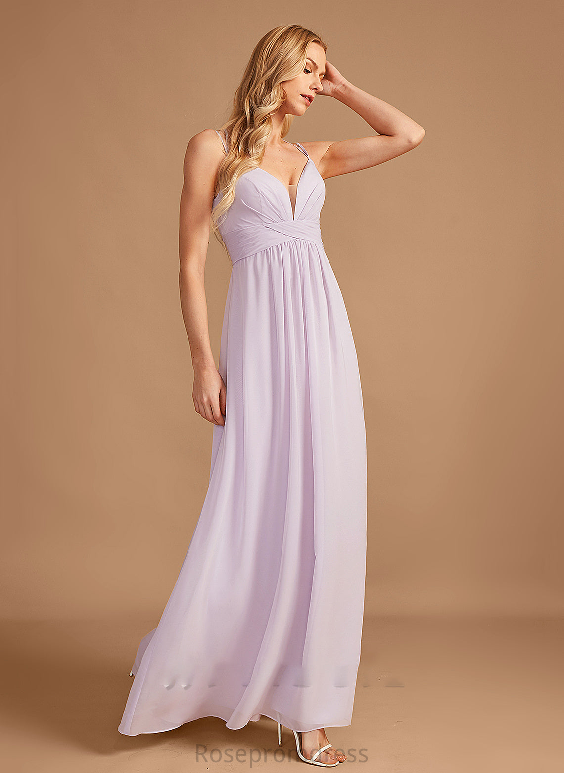 Fabric Neckline V-neck A-Line Length Embellishment Ruffle Floor-Length Silhouette Journey V-Neck Short Sleeves Bridesmaid Dresses