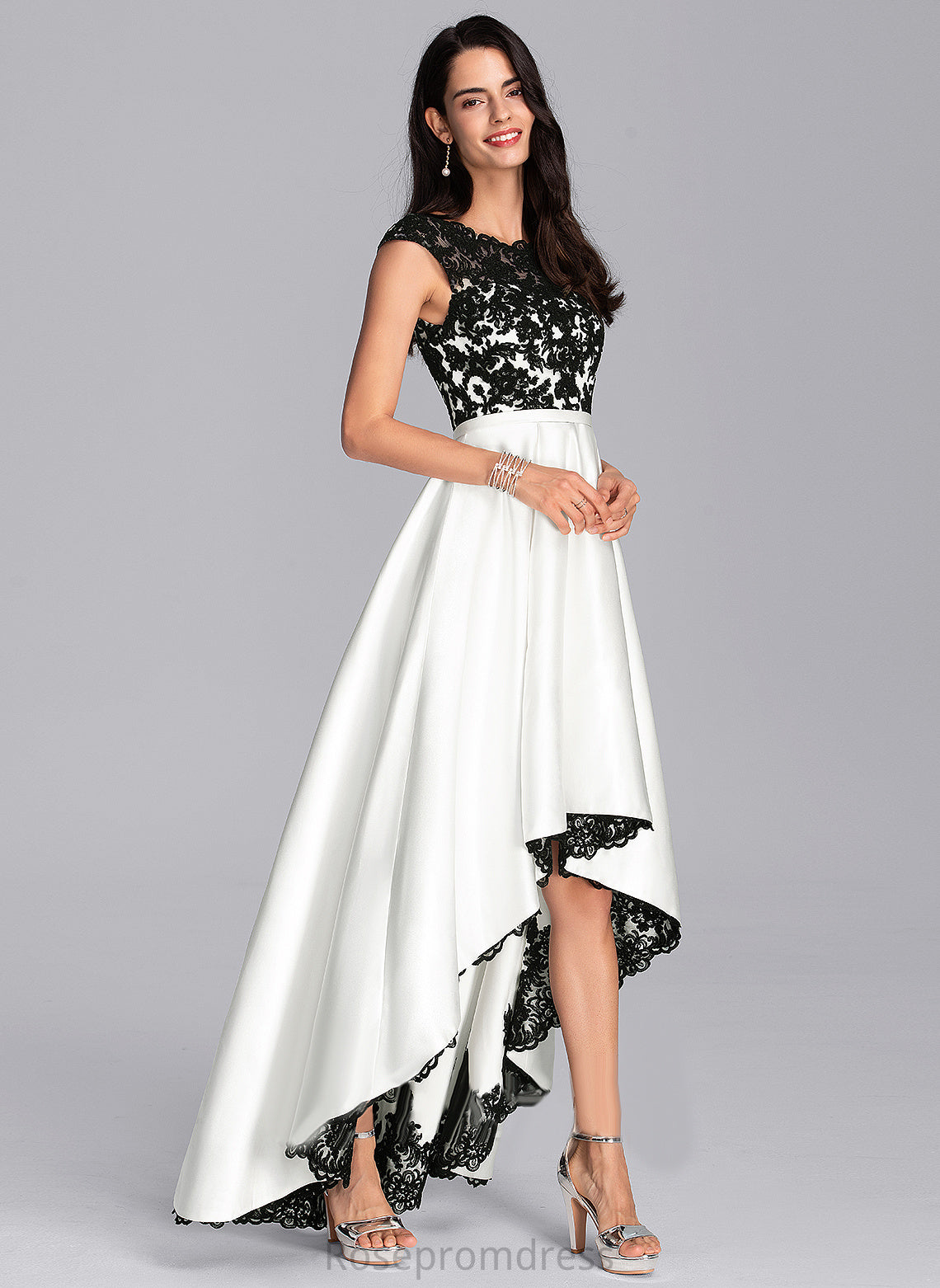 Scoop Kaylah Prom Dresses Asymmetrical Ball-Gown/Princess Lace Satin