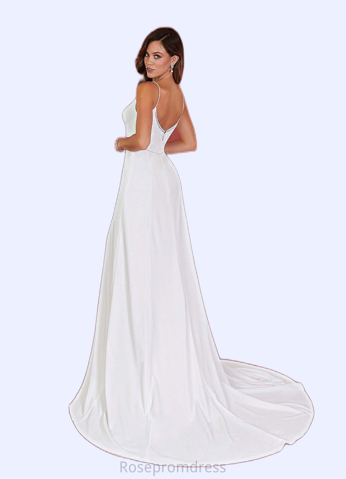 Frances Mermaid Sequins Stretch Crepe Chapel Train Dress SRSP0020112