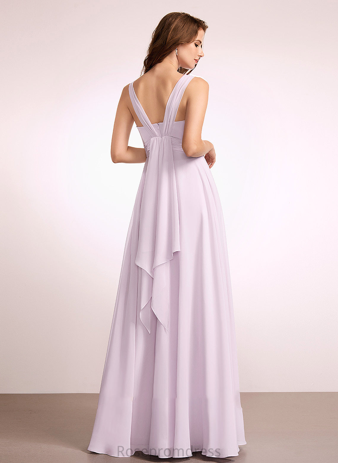 Length Fabric Embellishment Neckline A-Line Ruffle V-neck Silhouette Floor-Length Viv Natural Waist Floor Length Bridesmaid Dresses