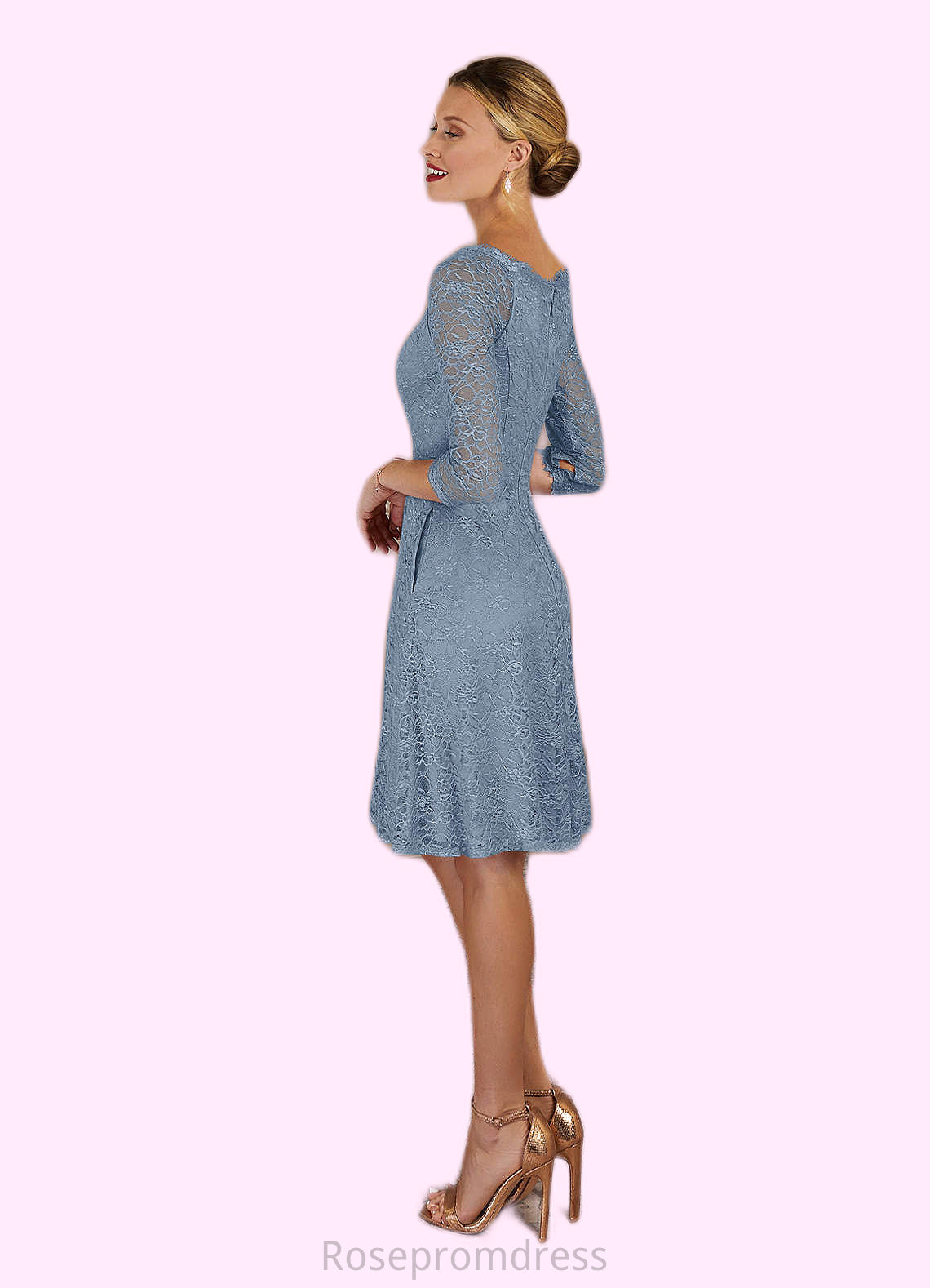 Jaycee A-Line Lace Knee-Length Dress SRSP0019899