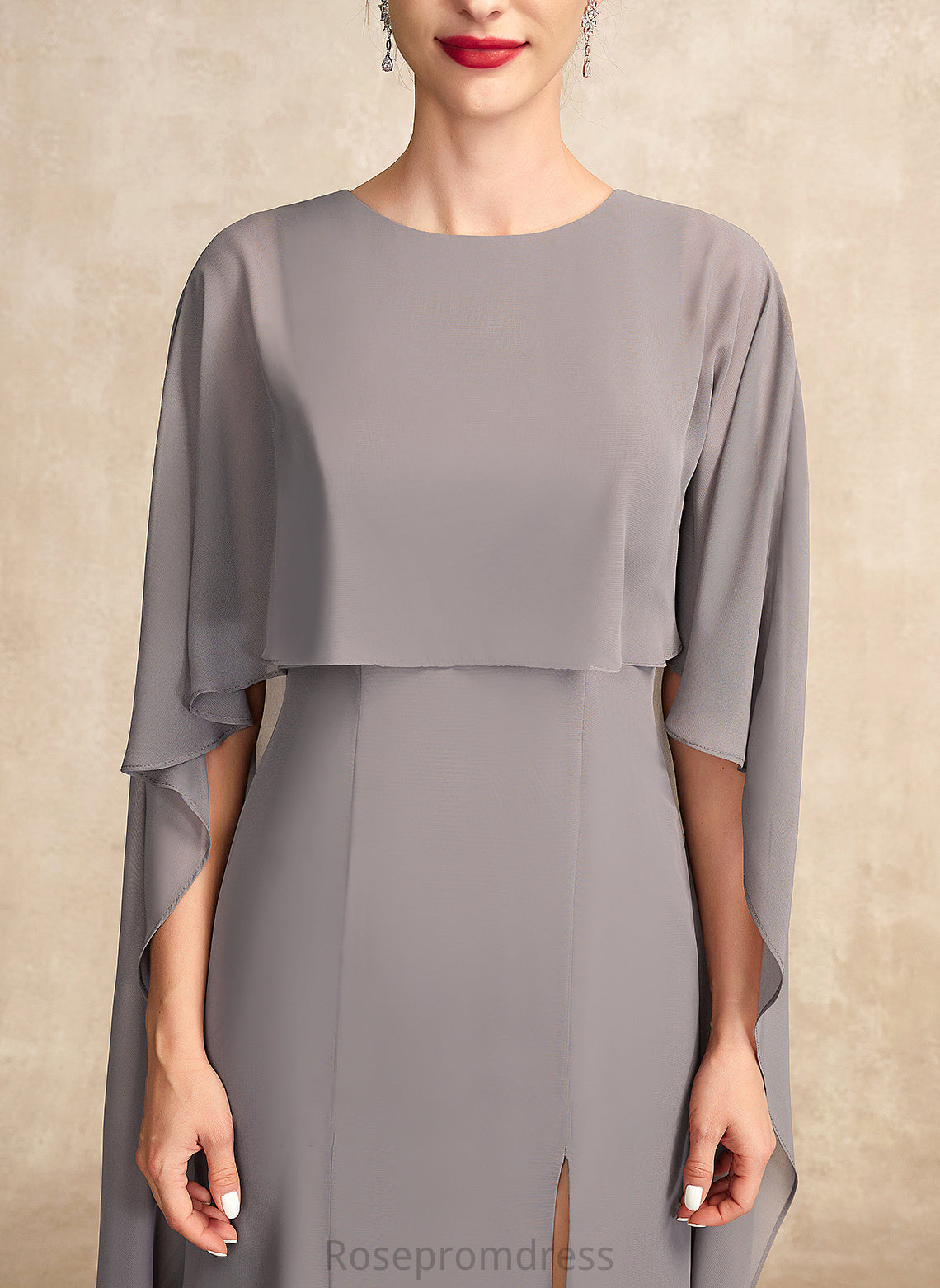 Dress Sweep Split Alma With Train Front Sheath/Column Mother Neck Scoop Bride Chiffon of the Mother of the Bride Dresses