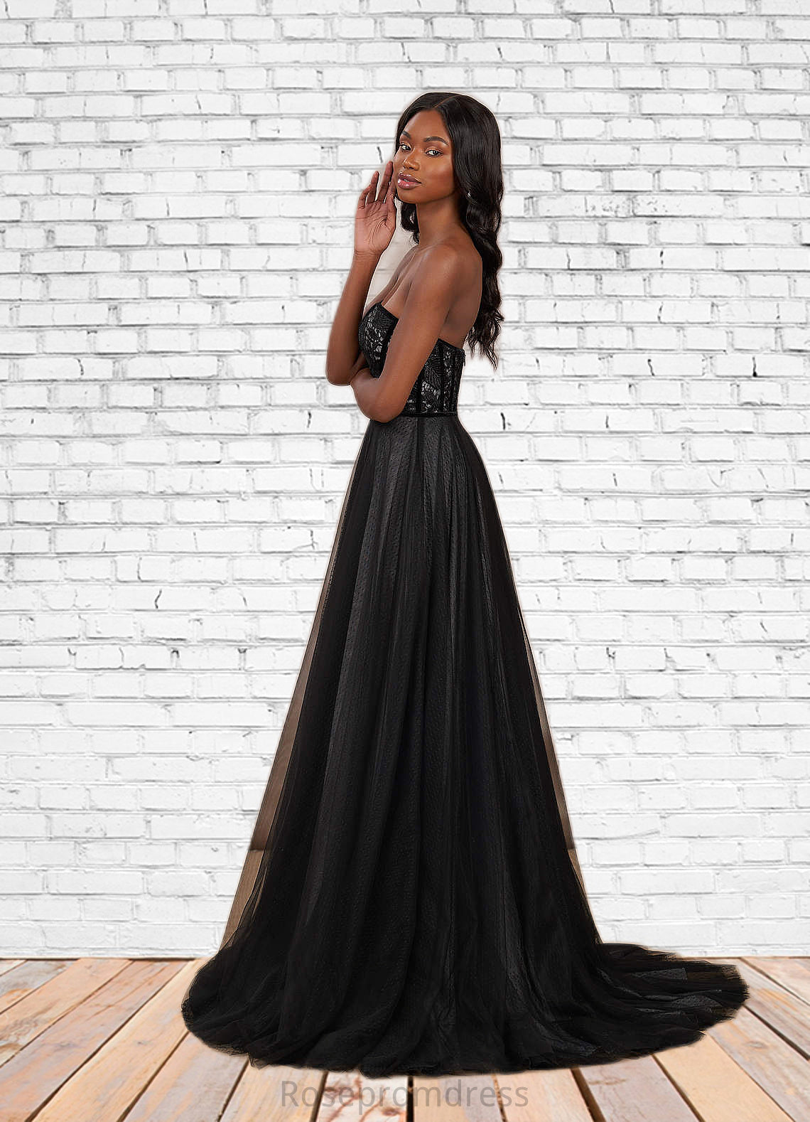 Mariam Ball-Gown Lace Tulle Sweep Train Dress SRSP0020117