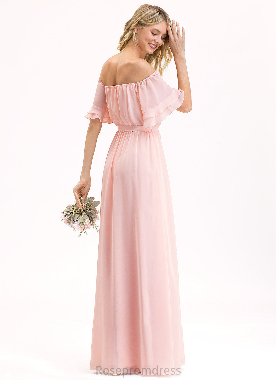 Floor-Length Neckline Silhouette CascadingRuffles Length Fabric Bow(s) Embellishment Off-the-Shoulder A-Line Emerson A-Line/Princess Bridesmaid Dresses