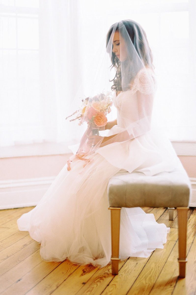 A-Line Short Sleeve Long Ivory Tulle Sweetheart Beaded Cute Backless Wedding Dresses RS335