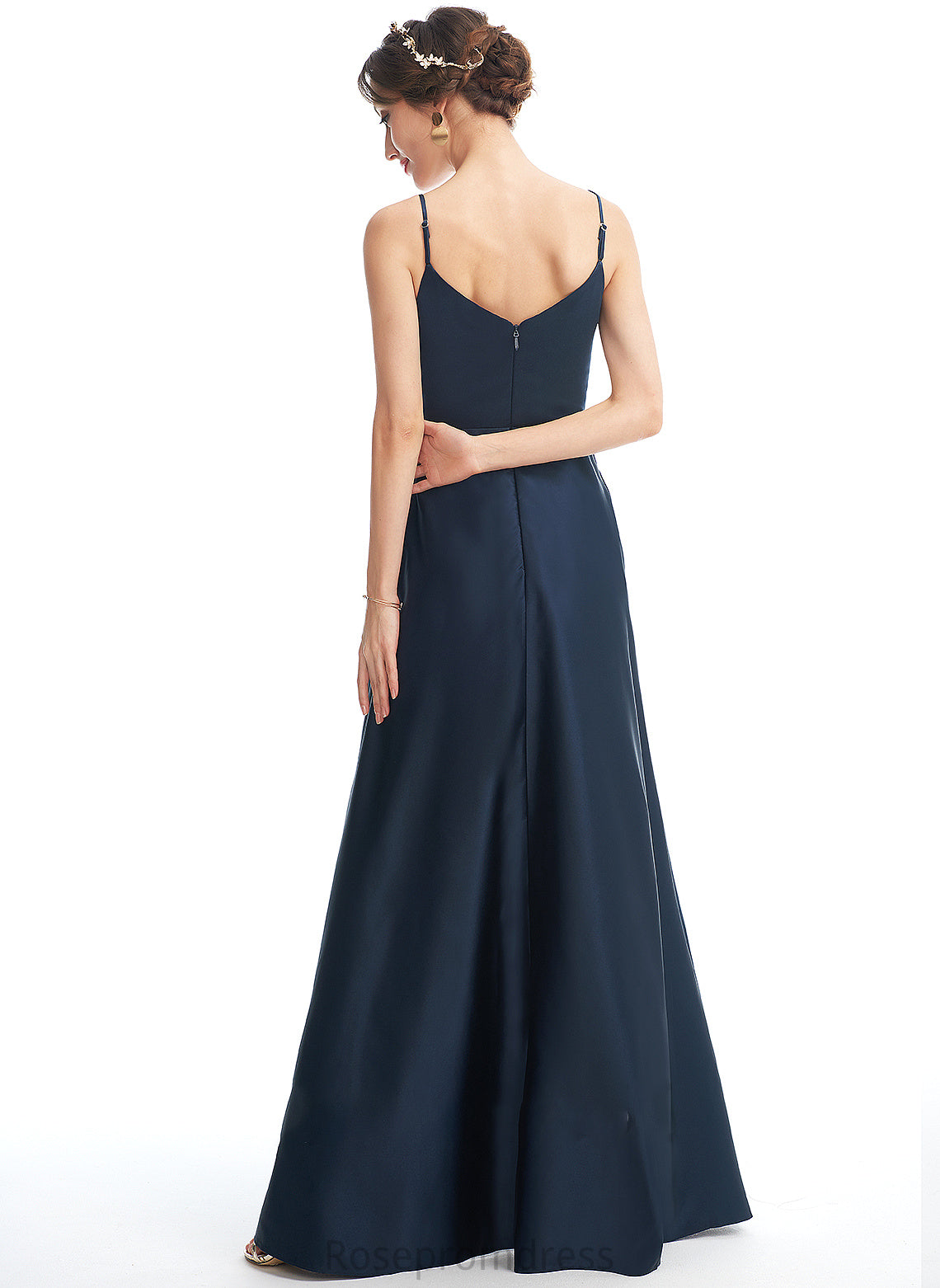Length A-Line Pockets Silhouette Neckline SplitFront Floor-Length Embellishment V-neck Fabric Hana Bridesmaid Dresses