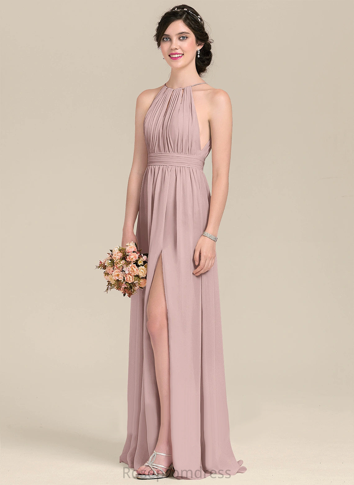 Scoop Silhouette Fabric Floor-Length Neckline Straps&Sleeves A-line Length Karma Floor Length Sleeveless Natural Waist Bridesmaid Dresses