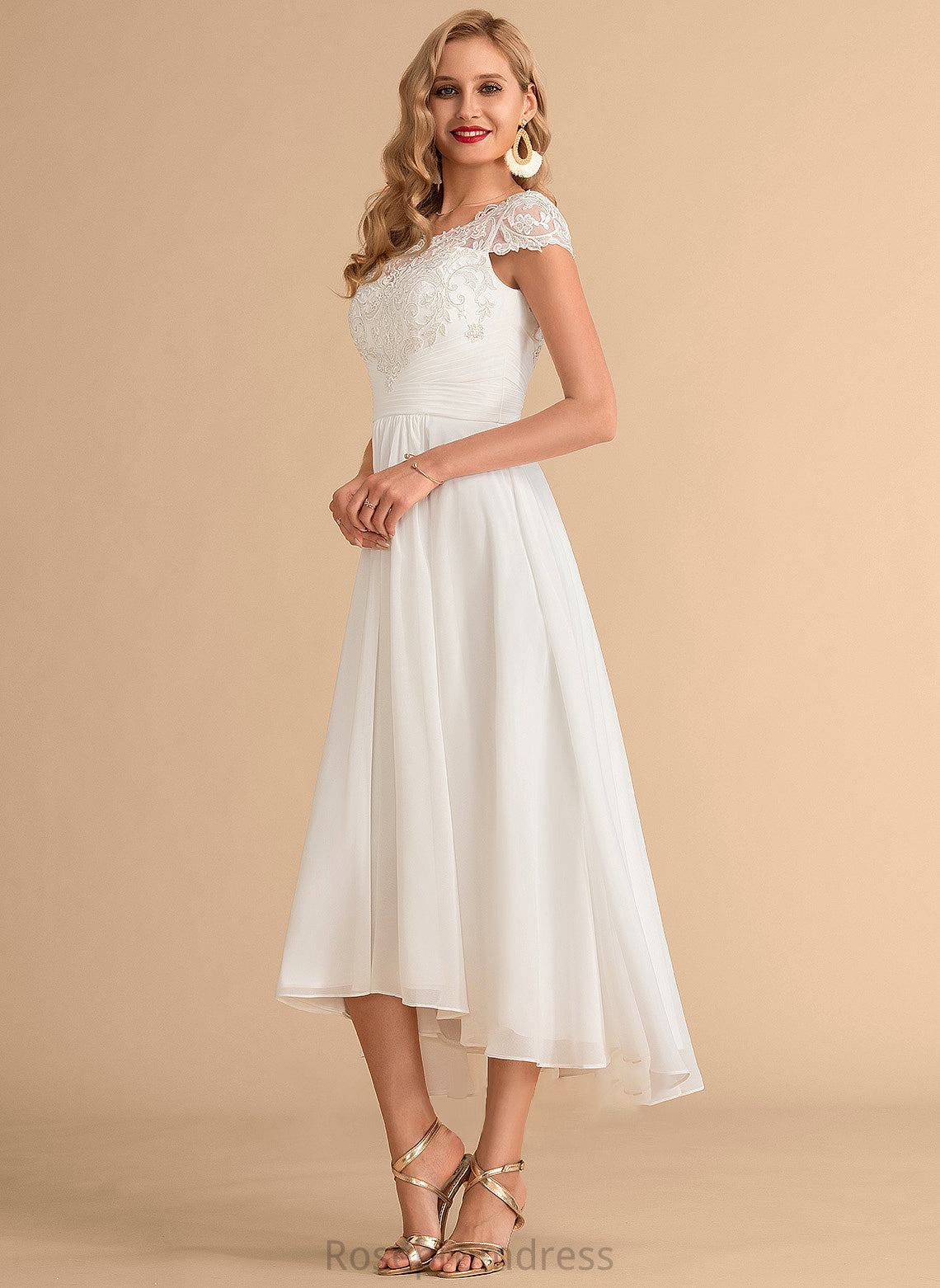Neck Celia Chiffon Scoop Wedding Wedding Dresses Asymmetrical A-Line Dress