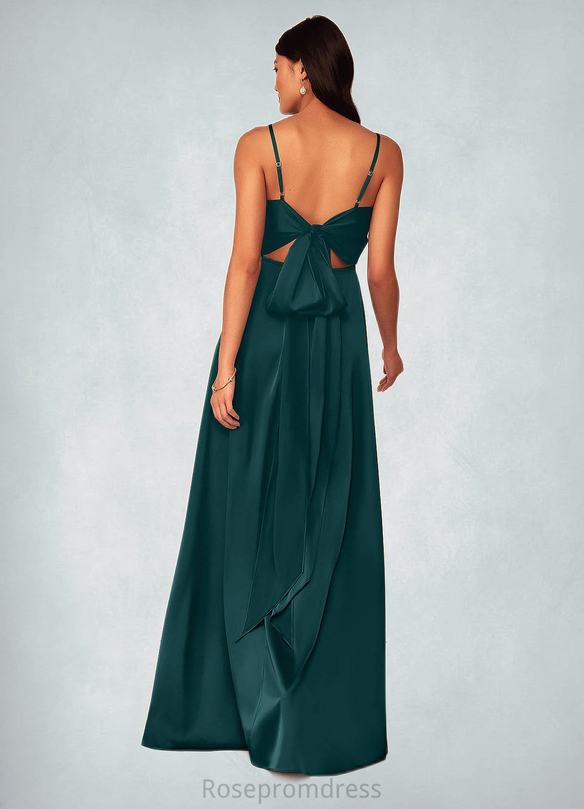 Mabel A-Line Stretch Satin Floor-Length Dress SRSP0019692