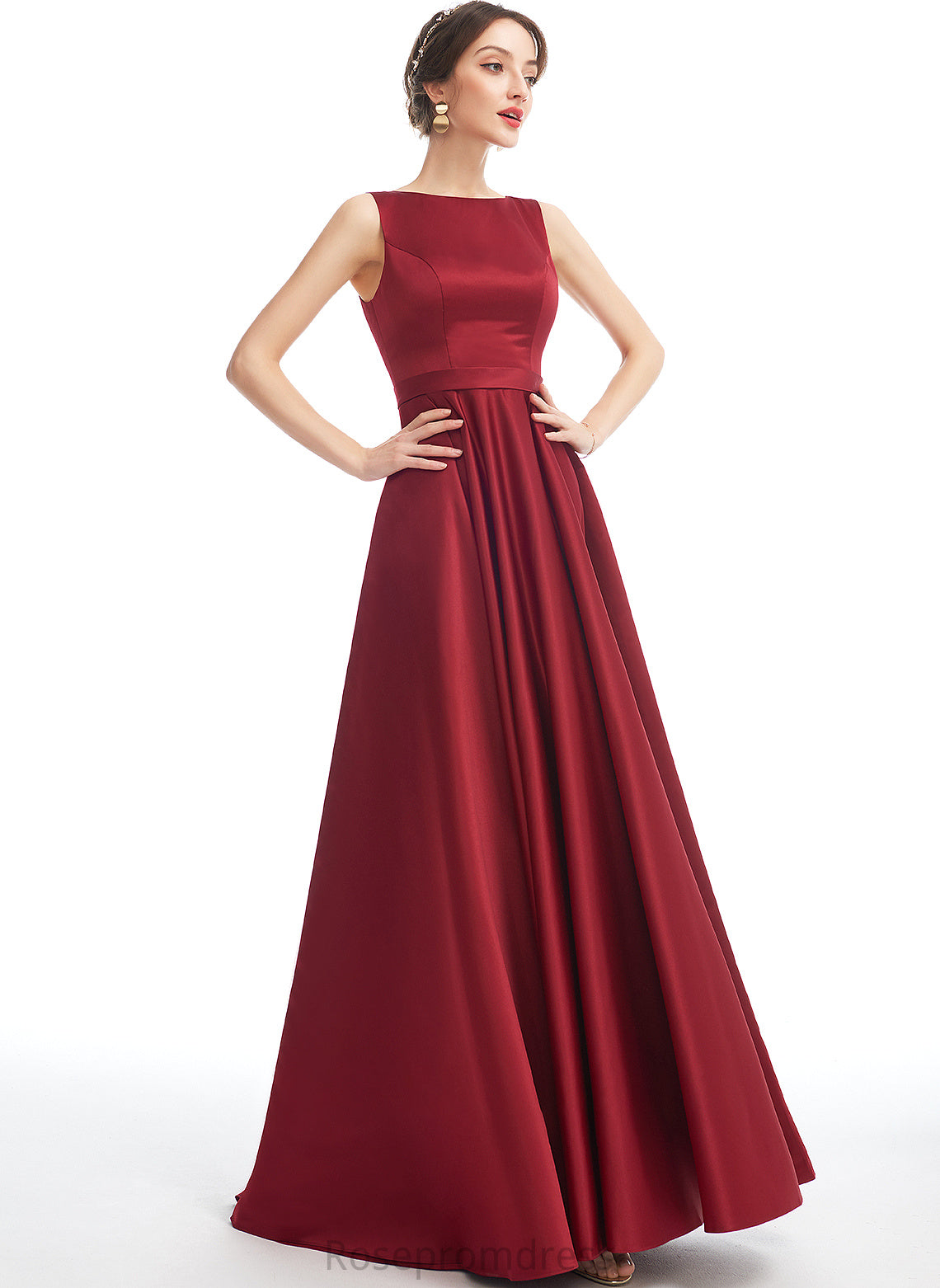 Neckline ScoopNeck Satin Length Silhouette Straps Floor-Length A-Line Fabric Adriana Bridesmaid Dresses