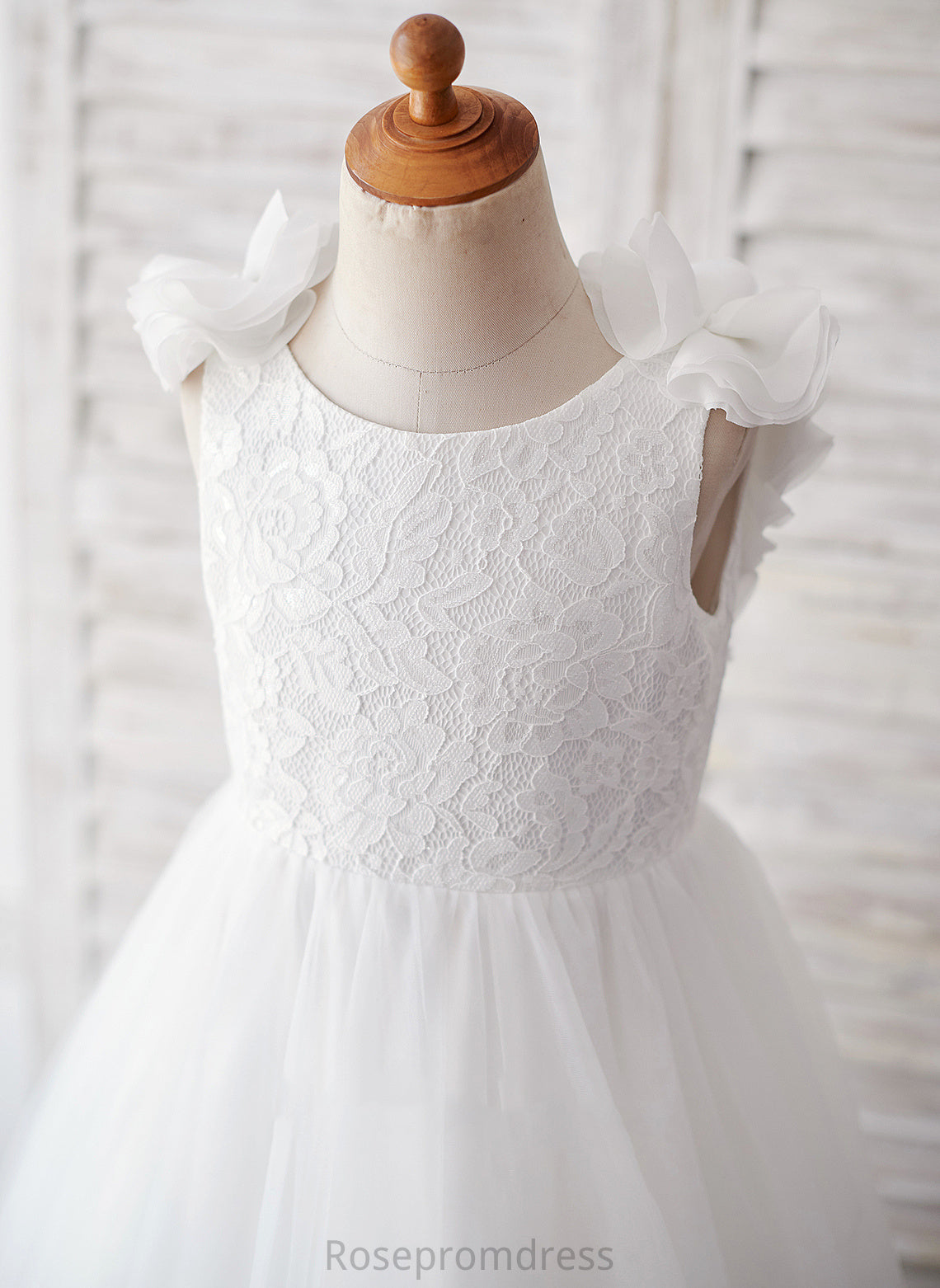 Ball-Gown/Princess Sweep Tulle/Lace Flower Girl Dresses Flower(s) Train Dress Neck - Alice Sleeveless Flower Scoop Girl With