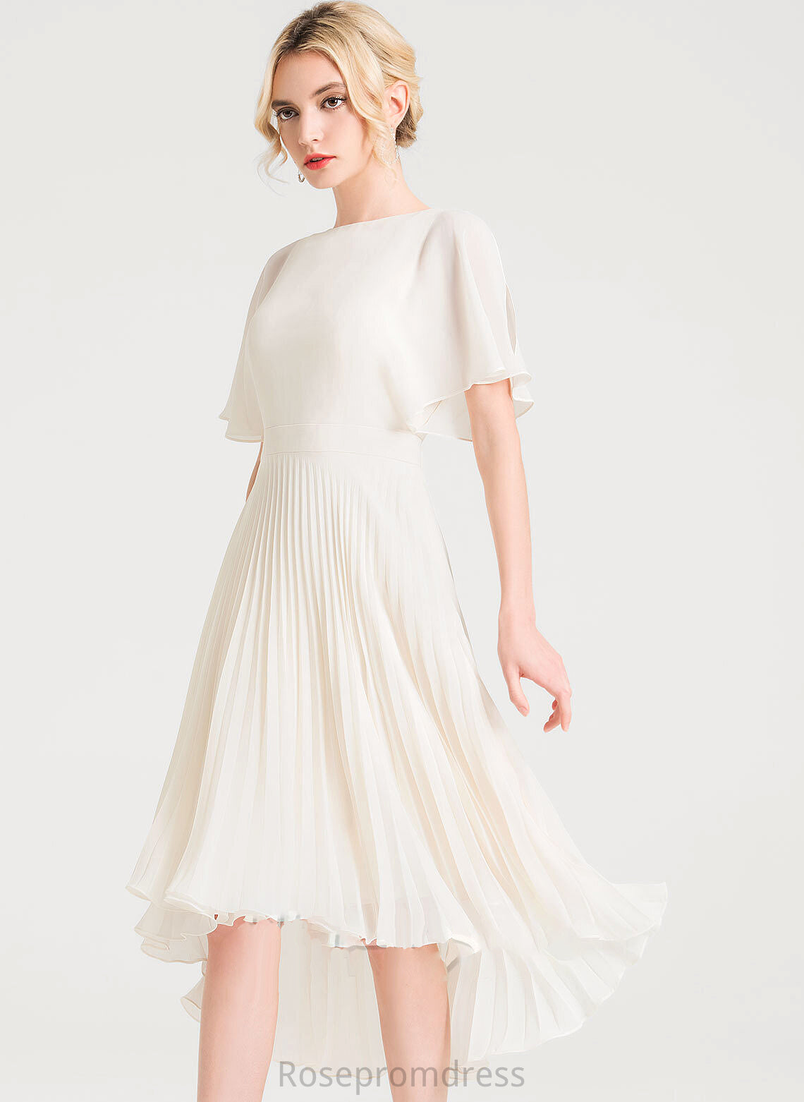 Asymmetrical A-Line Length Neckline Fabric Silhouette Embellishment Pleated ScoopNeck Giada Bridesmaid Dresses