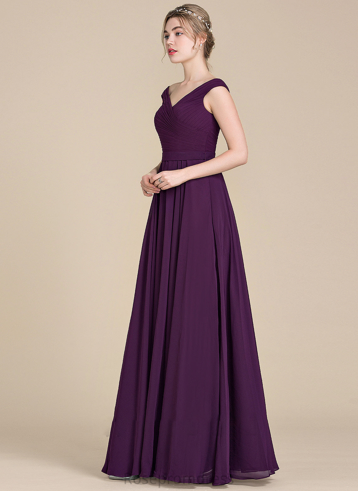 Silhouette Length A-Line Ruffle Neckline Floor-Length Embellishment Fabric Off-the-Shoulder Jaycee Floor Length Sleeveless Bridesmaid Dresses