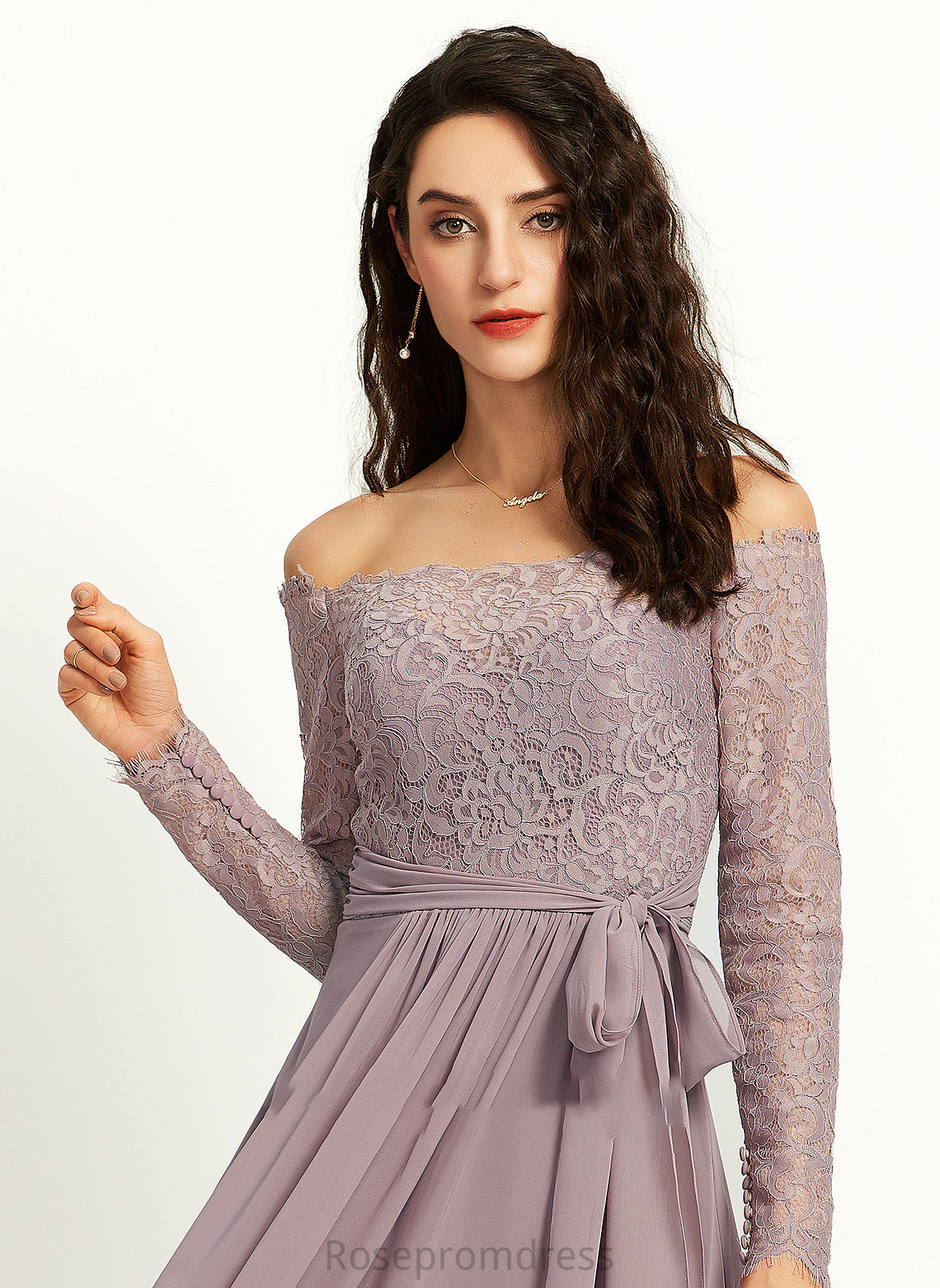 Silhouette Fabric Floor-Length Neckline Length Straps A-Line Off-the-Shoulder Lace Bethany A-Line/Princess V-Neck Bridesmaid Dresses