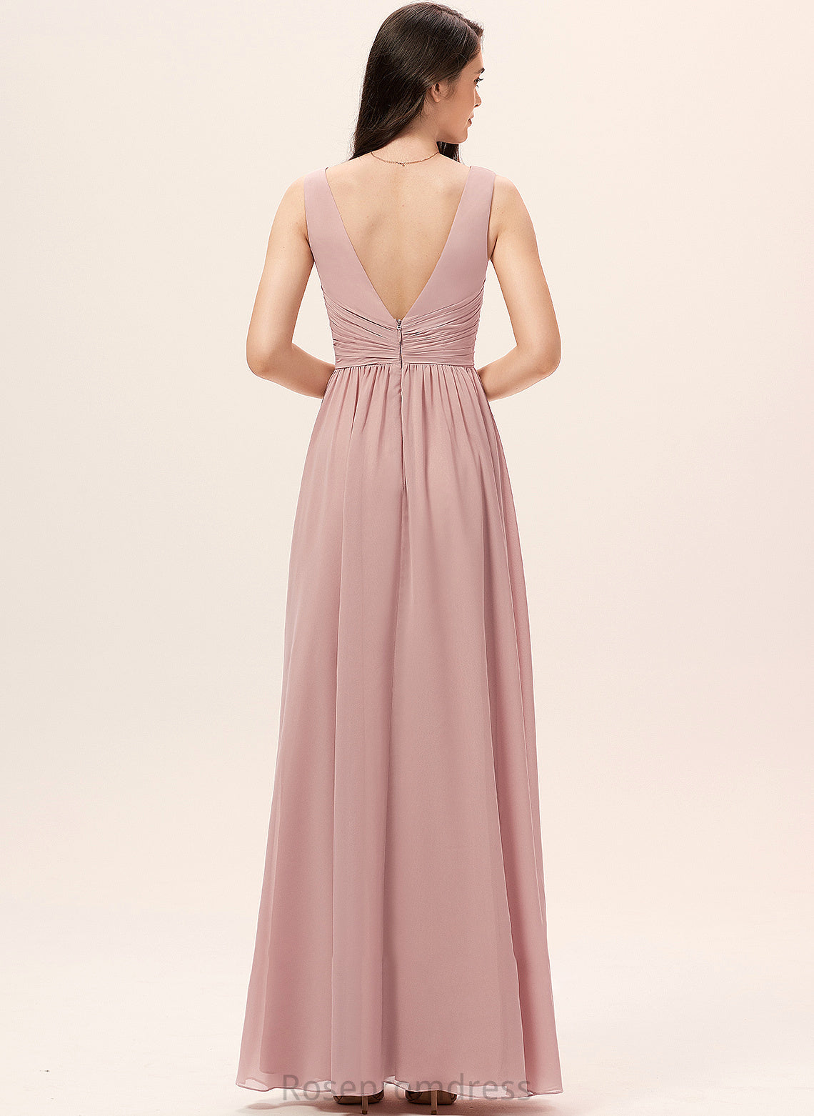 Length Fabric A-Line Neckline Silhouette Embellishment Floor-Length V-neck Ruffle Aileen Sleeveless Floor Length Bridesmaid Dresses