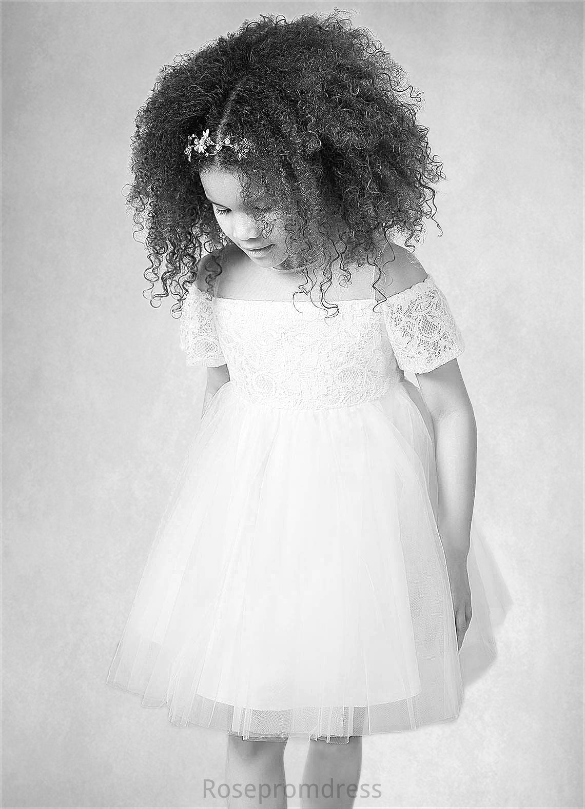 Lesley Ball-Gown Off the Shoulder Tulle Knee-Length Dress SRSP0020246