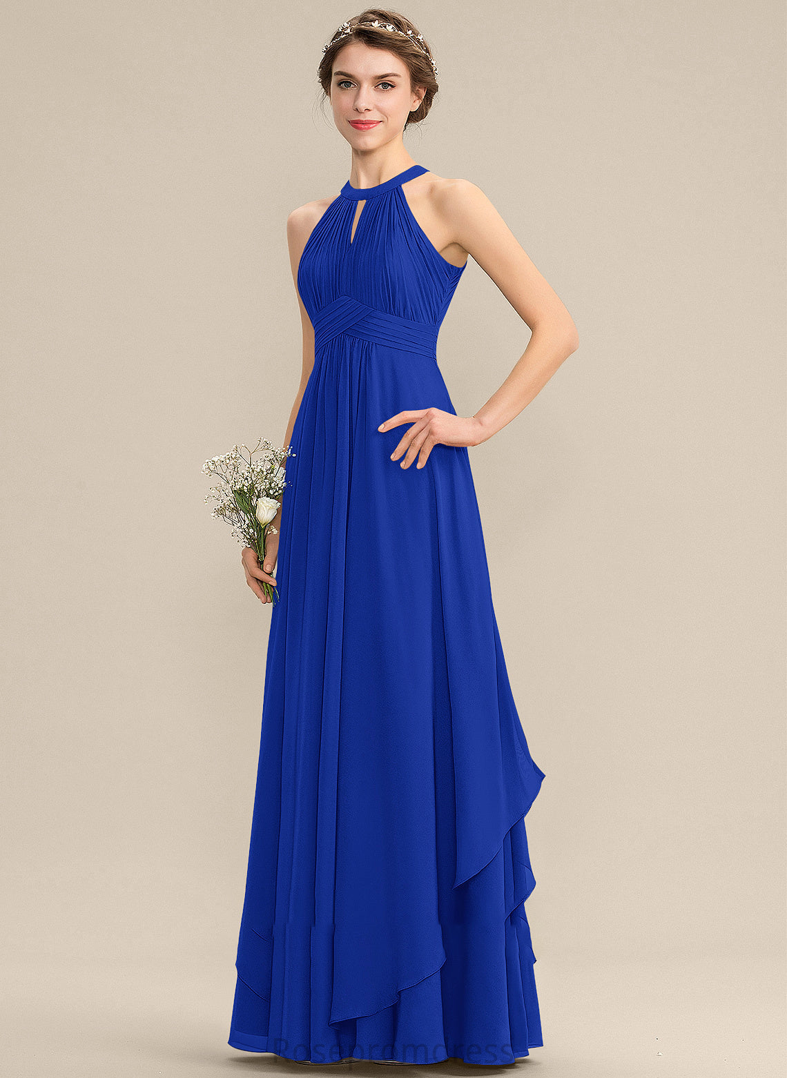 Embellishment Ruffle A-Line ScoopNeck Length Silhouette Floor-Length Neckline Fabric Dakota Sleeveless Natural Waist Bridesmaid Dresses