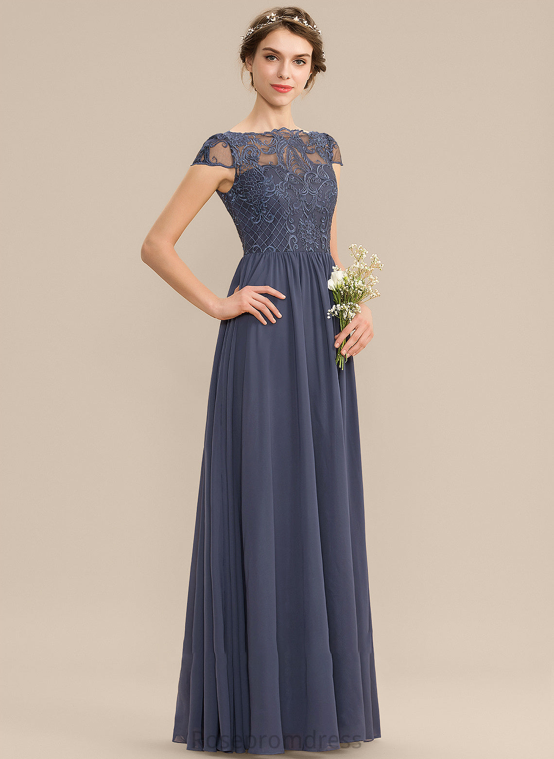 A-Line Length Neckline Fabric Lace ScoopNeck Floor-Length Straps Silhouette Elsie A-Line/Princess Natural Waist Bridesmaid Dresses