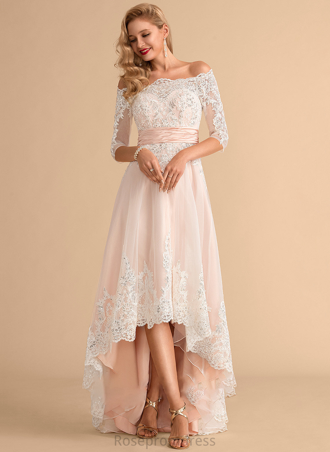 Lace Wedding Dress With Tulle Satin Asymmetrical Sequins Wedding Dresses A-Line Lila