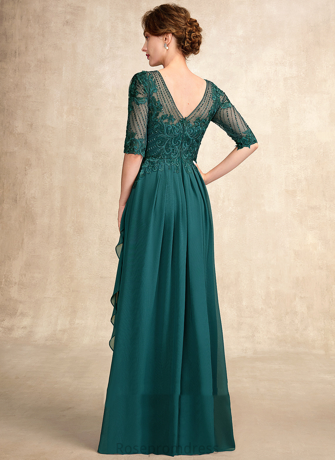 Bride Mother Mother of the Bride Dresses Lace A-Line Beading Ruffles Floor-Length Neck With Sequins Scoop Aliana the of Dress Chiffon Cascading