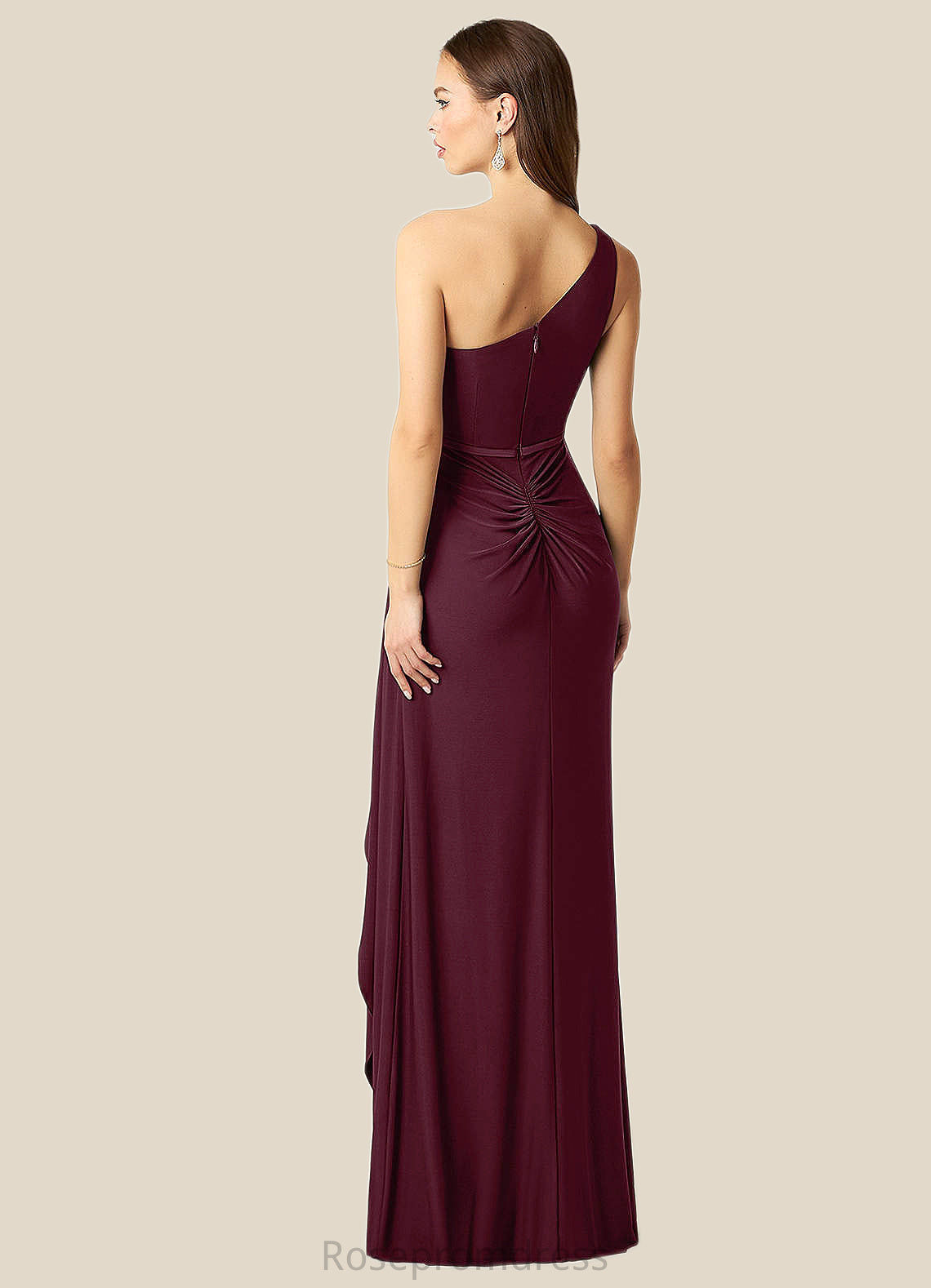 Nevaeh Sheath Ruched Luxe Knit Floor-Length Dress SRSP0019808