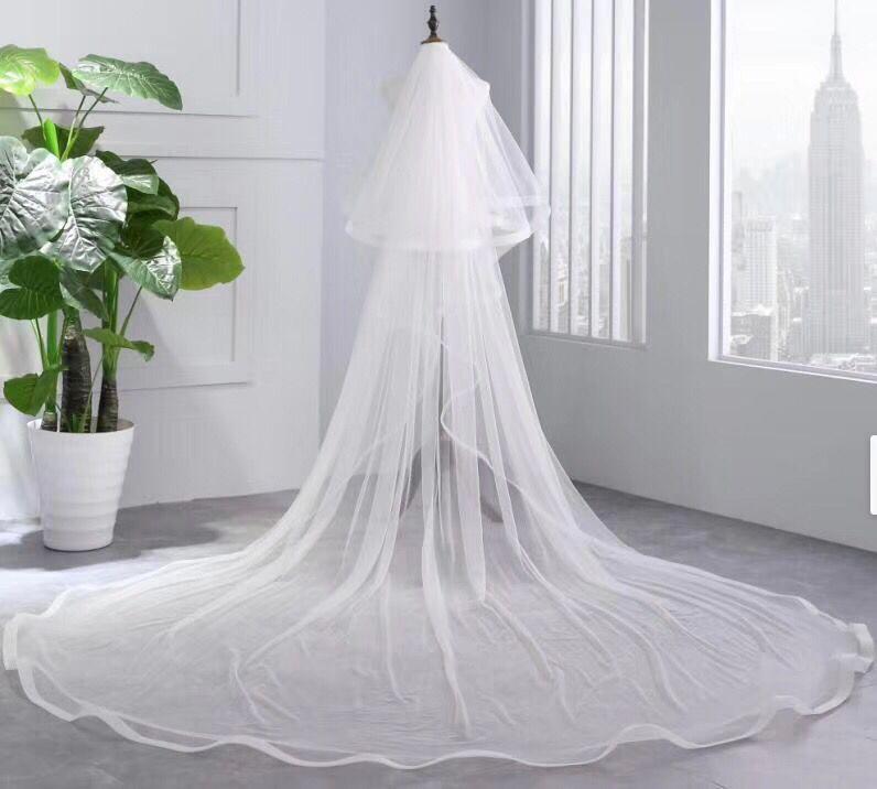Princess Cheap Tulle Long Length Vintage Wedding Veils Bridal Veils RS181