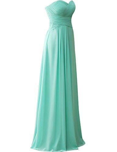 Sweetheart Bridesmaid Dresses Chiffon Long Prom Evening Gown Pleat RS196