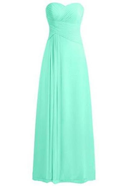 Sweetheart Bridesmaid Dresses Chiffon Long Prom Evening Gown Pleat RS196