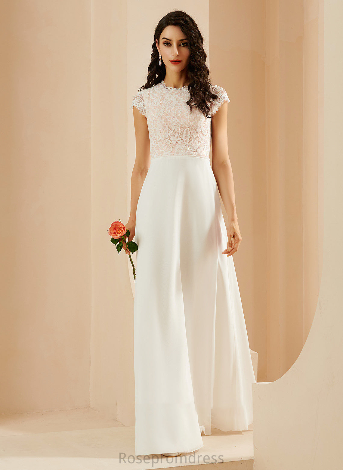 A-Line Bryanna Lace Wedding Dresses Floor-Length Neck With Scoop Dress Wedding