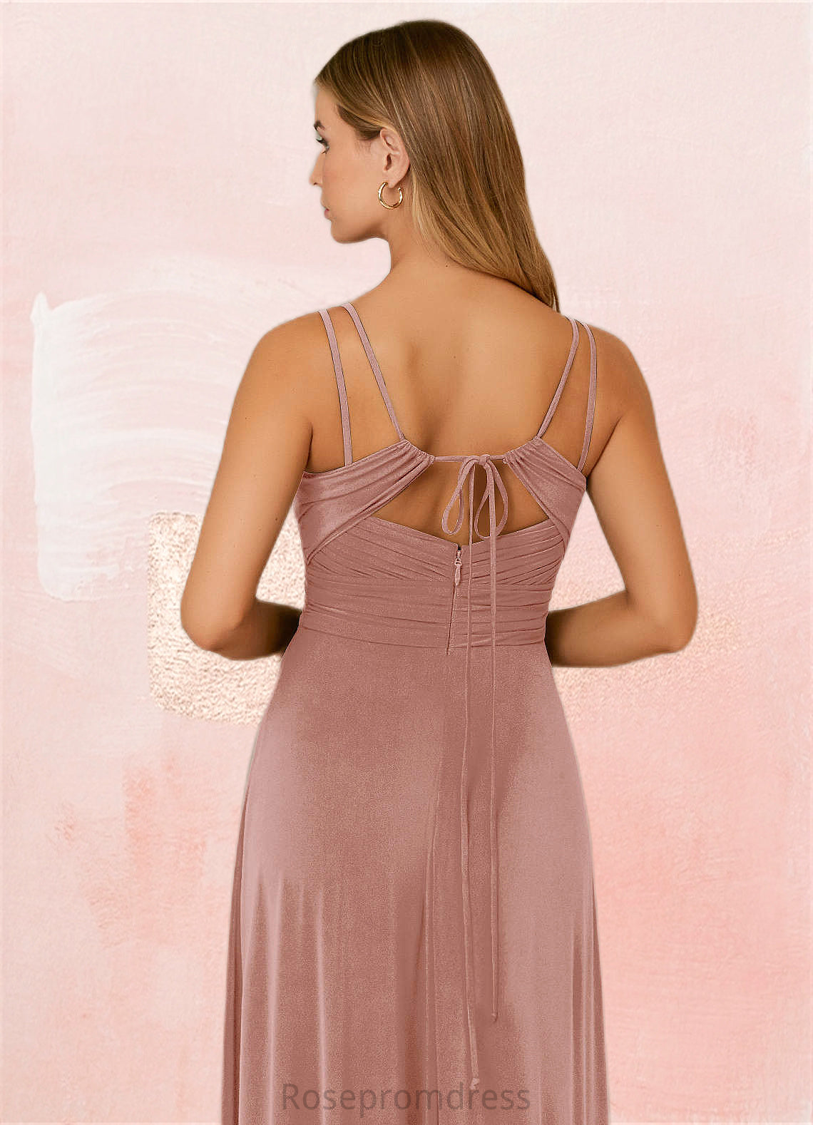 Marisol A-Line Pleated Luxe Knit Floor-Length Dress SRSP0019809