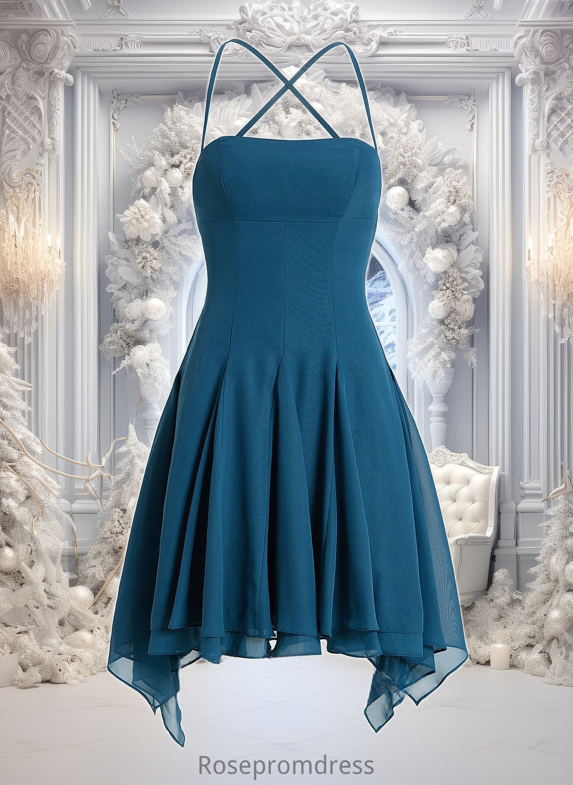 Kiersten A-line Straight Asymmetrical Chiffon Homecoming Dress DSP0025721