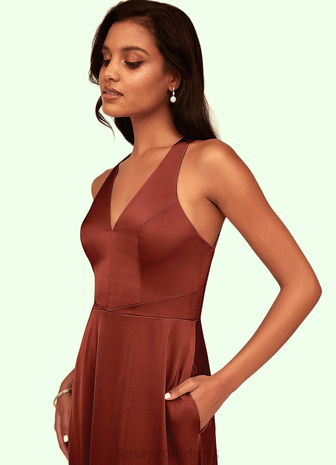 Jazmine A-Line Stretch Satin Floor-Length Dress SRSP0019649