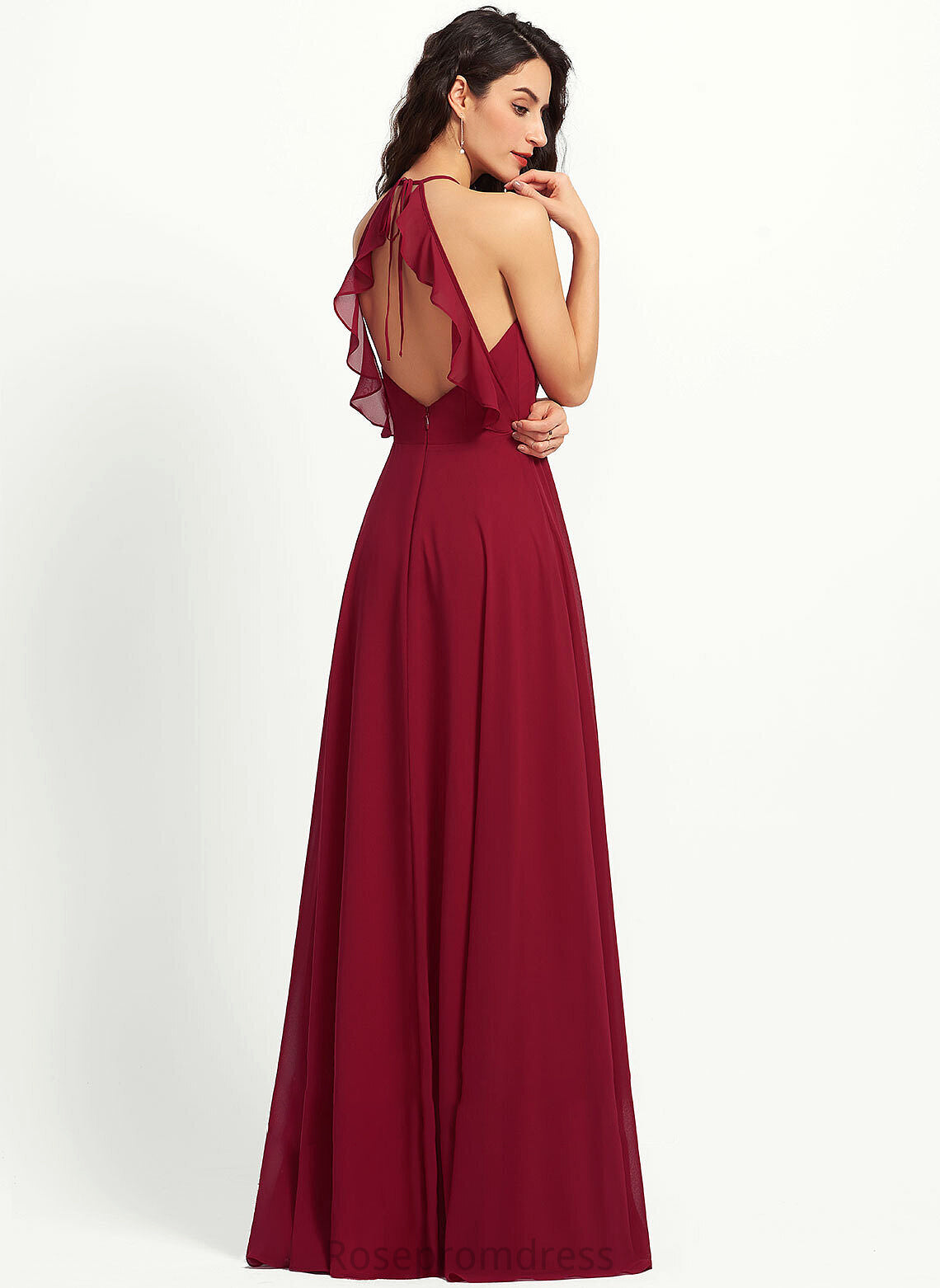 ScoopNeck Floor-Length A-Line Embellishment Silhouette Ruffle Fabric Neckline Length Daniella Natural Waist Straps Bridesmaid Dresses