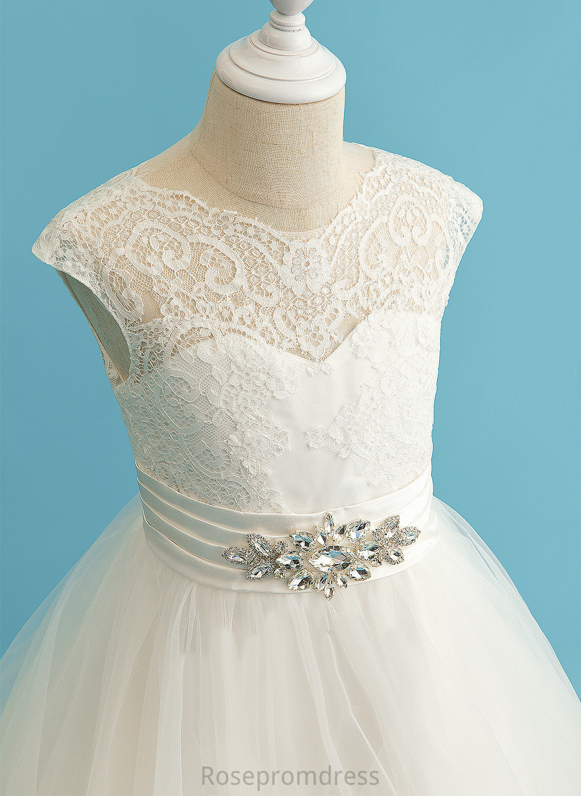 Neck Train Scoop Dress Sleeveless Ball-Gown/Princess Beading Sweep Addison Flower Girl Dresses Girl - With Satin/Tulle/Lace Flower