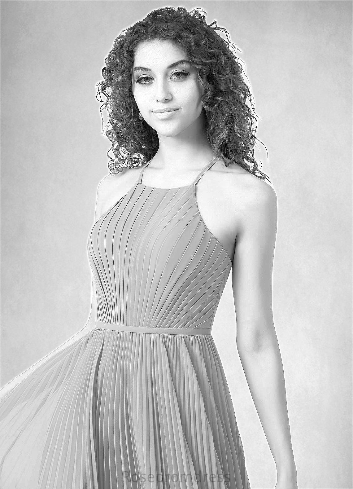 Simone A-Line Pleated Chiffon Tea-Length Dress SRSP0019711