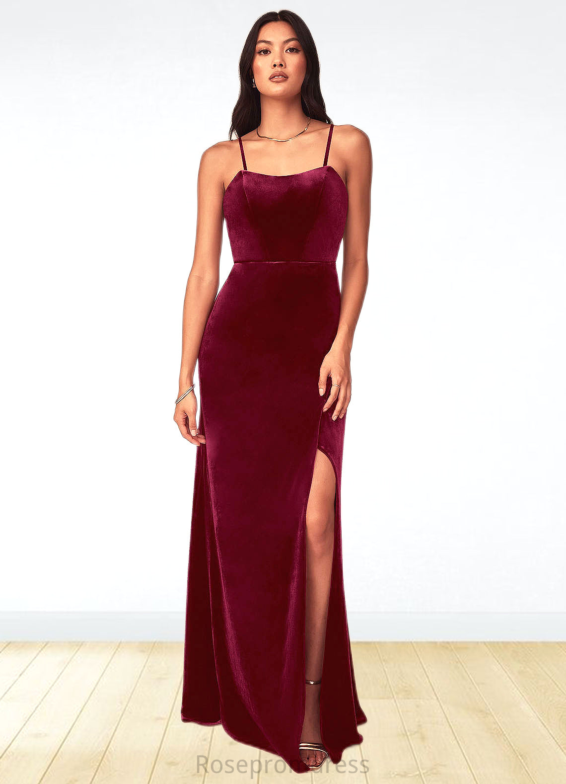 Quinn A-Line Strapless Velvet Floor-Length Dress SRSP0019776