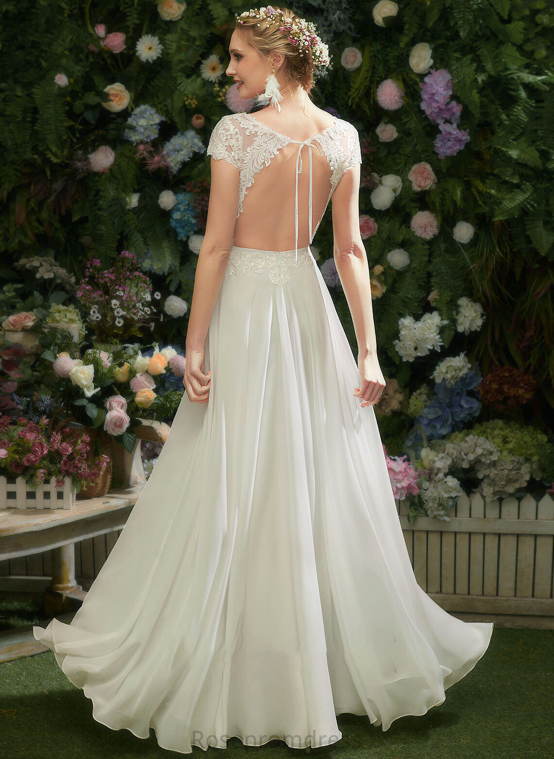 A-Line Dress With Kathy Wedding Lace Wedding Dresses Sequins Illusion Floor-Length