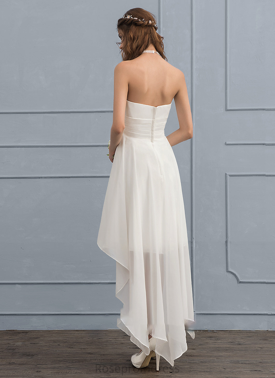 Ruffle With Dress Wedding Dresses Chiffon Wedding Sweetheart Kayden A-Line Asymmetrical