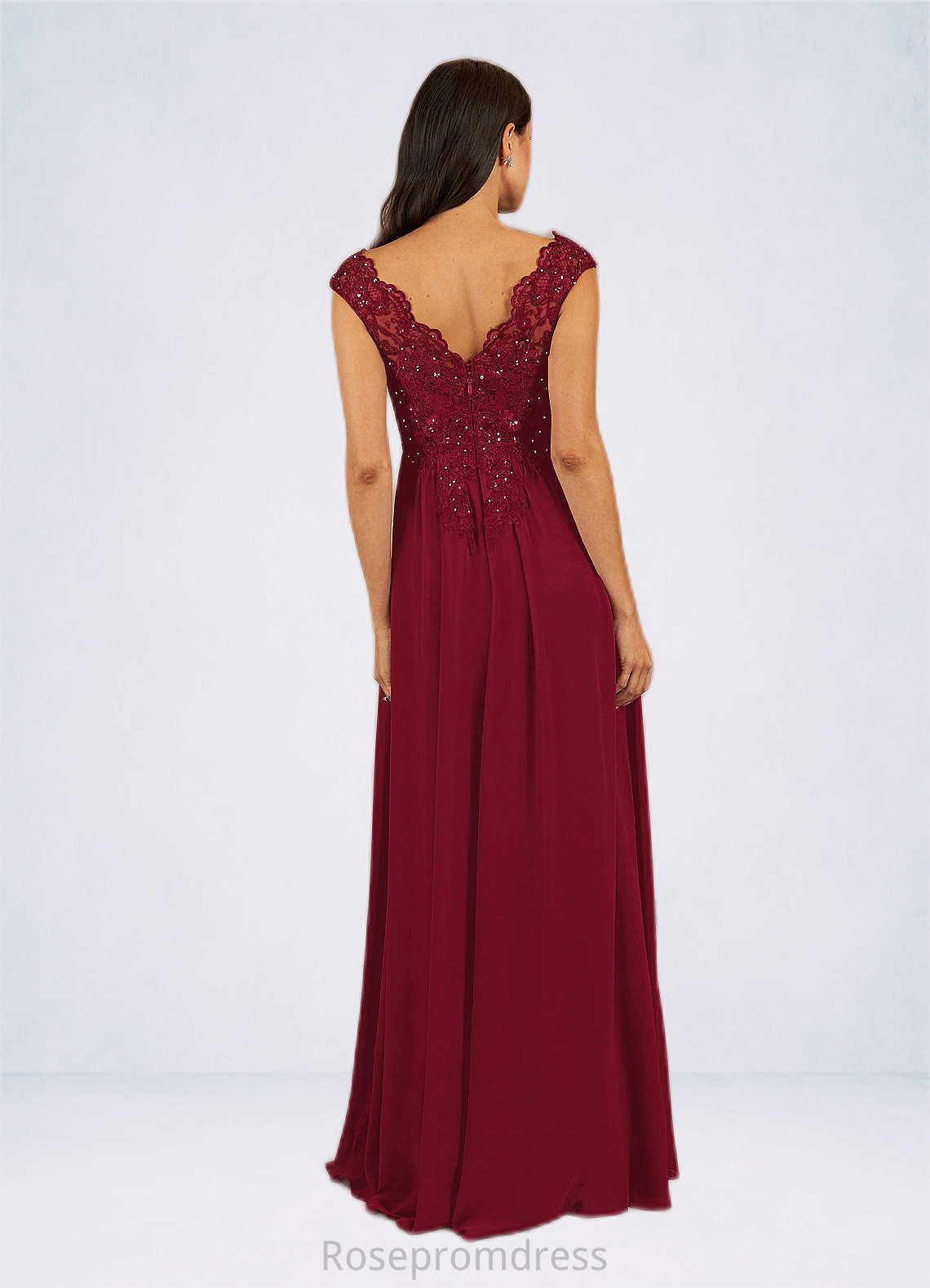 Julia A-Line Sequins Chiffon Floor-Length Dress SRSP0019842