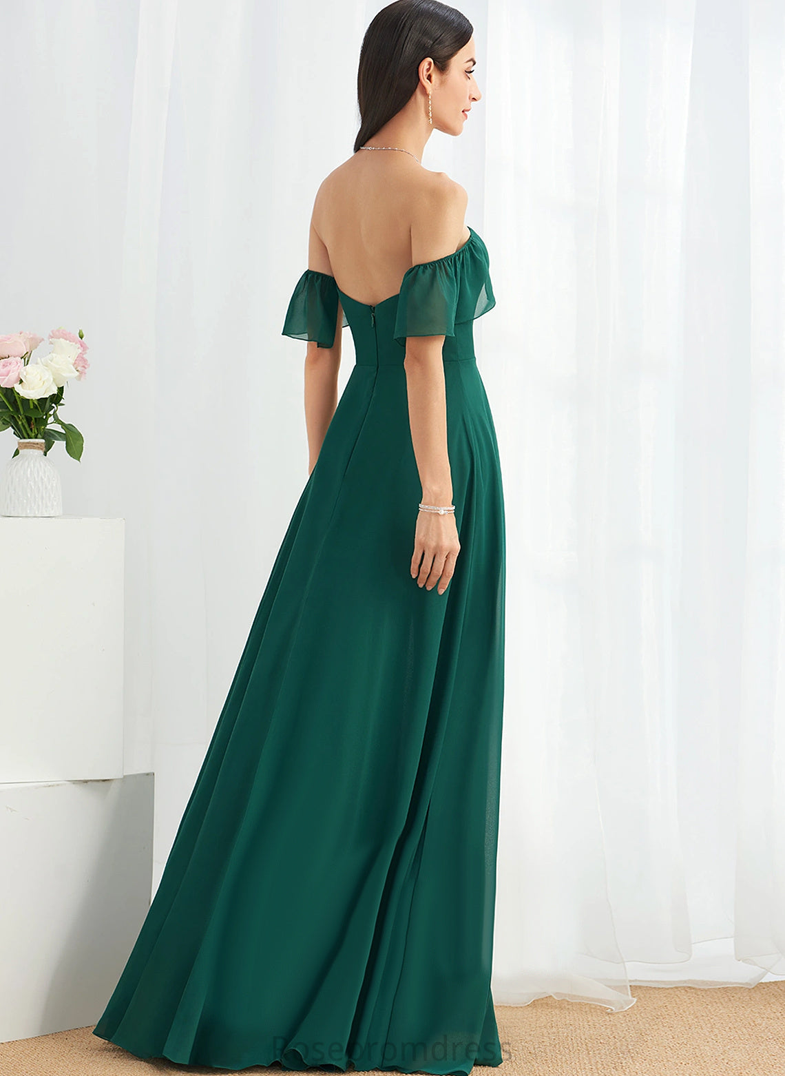 Silhouette Neckline Straps&Sleeves A-line Fabric OfftheShoulder Floor-Length Length Kimberly Floor Length Scoop Sleeveless Bridesmaid Dresses