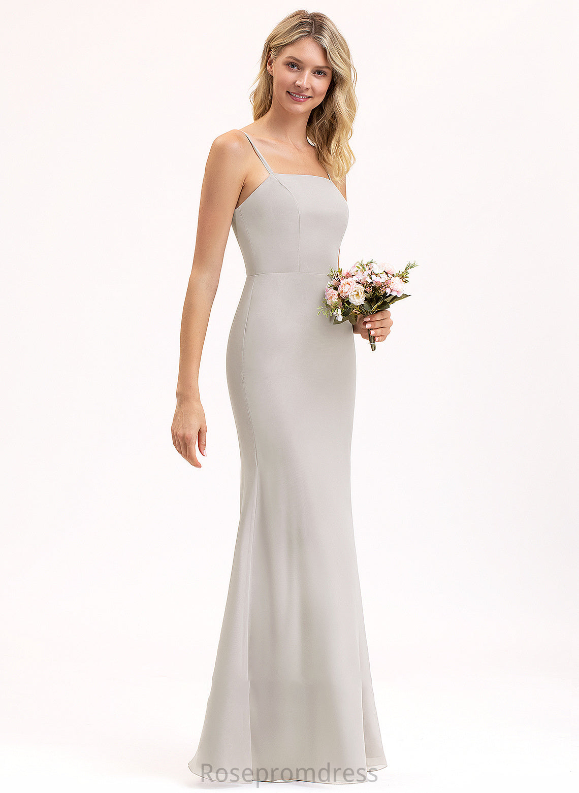 Straps Silhouette Sheath/Column Fabric Neckline Floor-Length SquareNeckline Length Miah Bridesmaid Dresses